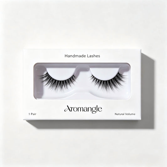 Aromangle Natural Volume Wispy False Eyelashes, Handmade Strip Lashes, Soft Lightweight Synthetic Fiber Fake Eyelashes, Gradient Winged Eye Lashes, Reusable Eye Makeup Lashes for Daily Dating, 1 Pair
