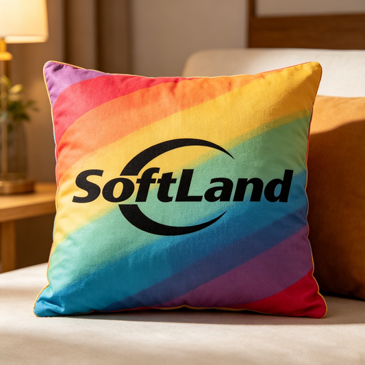 SoftLand Rainbow Decorative Throw Pillow, Square Soft Velvet Accent Pillow for Sofa Couch Bed, Colorful Striped Decor Cushion for Living Room Bedroom Home Party Decor, Comfortable Support Throw Pillow