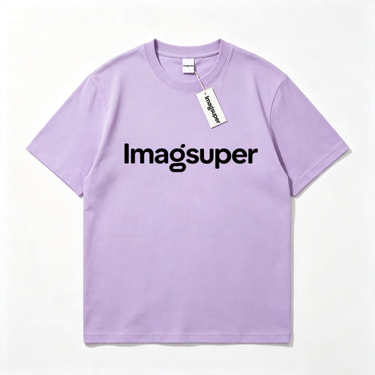 Imagsuper Soft Lavender Short Sleeve Crew Neck Tee, Casual Loose Fit Basic Everyday Cotton T-Shirt for Men Minimalist Solid Color Daily Wear Top