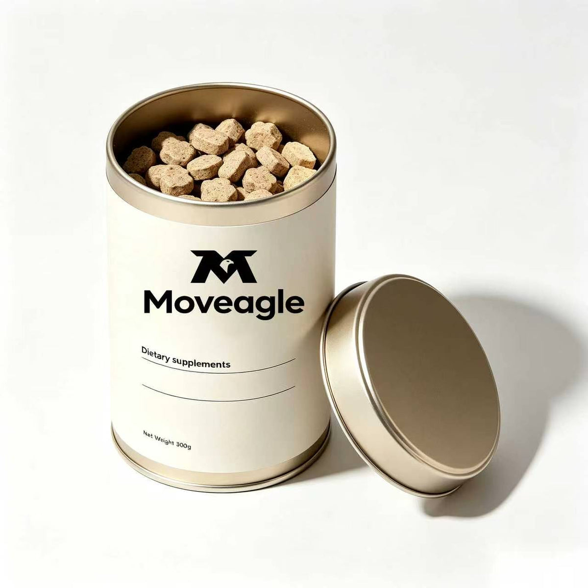 Moveagle Dietary Supplements 300g, Premium Chewable Supplement Tablets, Daily Nutritional Support for Adults, Easy to Store Metal Canister Package