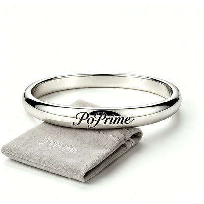 PoPrime Classic Solid Bangle Bracelet, Polished Smooth Non-Opening Cuff Bangle, Minimalist Stainless Steel Bangle Jewelry, Elegant Plain Round Bangle Gift for Women Daily Wear