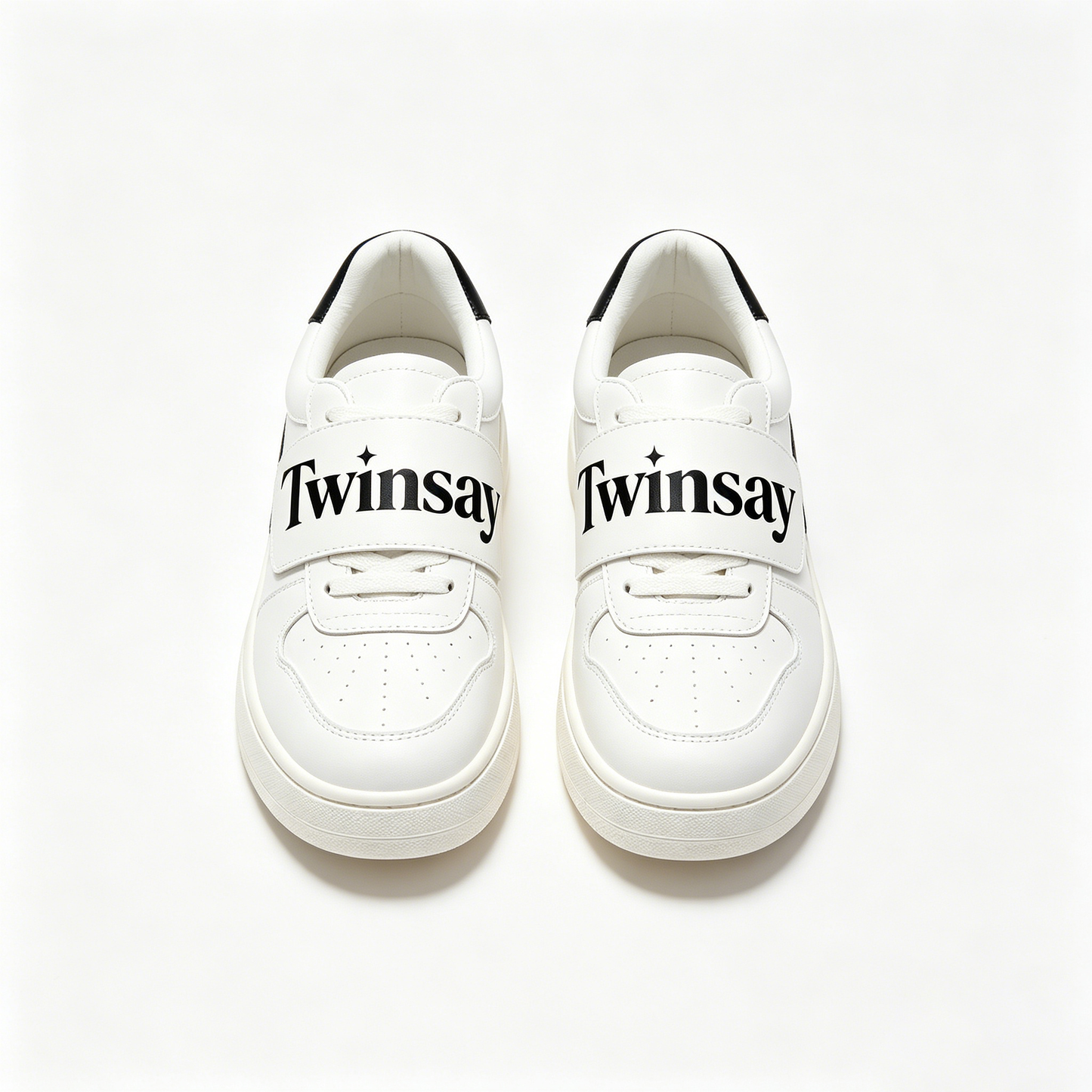 Twinsay Velcro Strap Platform Sneakers, Casual White Leather Low-Top Shoes, Comfortable Non-Slip Walking Shoes for Daily Wear, Fashion Streetwear Sneakers for All Seasons