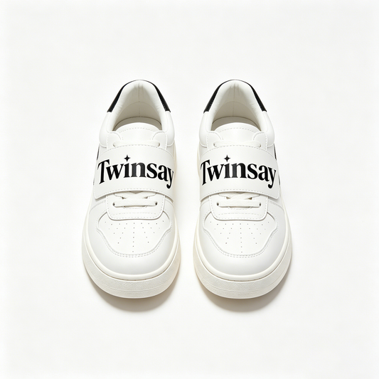 Twinsay Velcro Strap Platform Sneakers, Casual White Leather Low-Top Shoes, Comfortable Non-Slip Walking Shoes for Daily Wear, Fashion Streetwear Sneakers for All Seasons