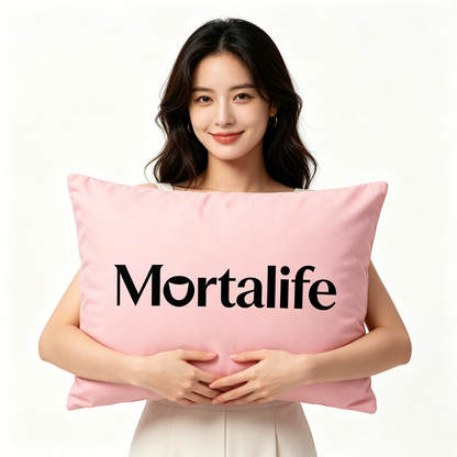 Mortalife Soft Cotton Throw Pillow - Decorative Rectangular Pillow for Couch, Bed, Living Room & Bedroom, Pink Cozy Pillow for Home Decor & Comfort