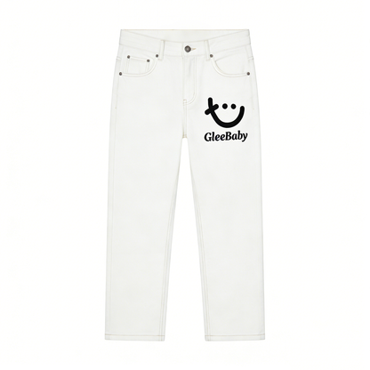 【GleeBaby Smiley Logo Straight-Leg Jeans】—— Casual & Playful Wardrobe Staple