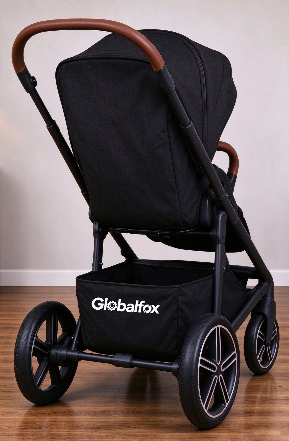 Globalfox Baby Stroller, Reversible Seat Toddler Stroller with Large Storage Basket, Adjustable Canopy & 5-Point Harness, All-Terrain Baby Carriage for Newborn & Infant