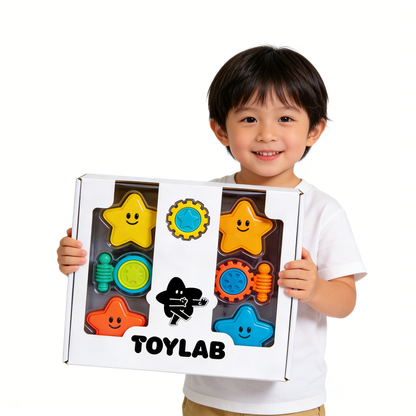 TOYLAB Multi-Activity Sensory Toy Set for Toddlers & Kids 18M+, Educational STEM Learning Toy with Gears, Shapes & Fine Motor Skills Development, Interactive Play Toy for Preschool Learning