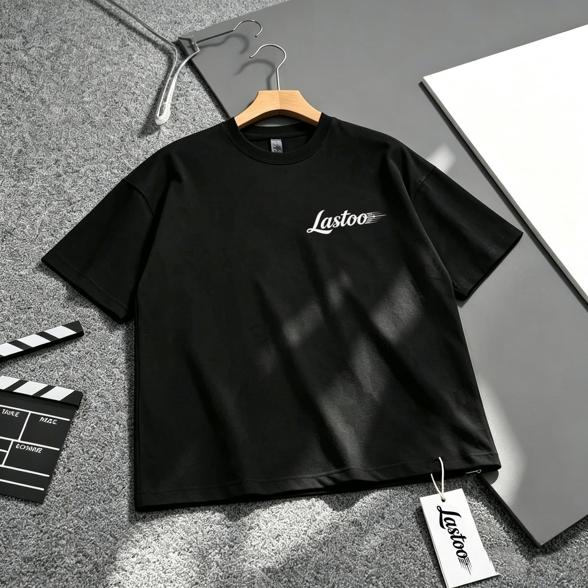Lastoo Men's Classic Crew Neck Short‑Sleeve T‑Shirt, Casual Loose‑Fit Basic Tee Shirt, Soft Breathable Solid Black Summer Top for Daily Workout Outdoor