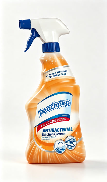 Peachpop Antibacterial Kitchen Cleaner Spray, All Purpose Heavy Duty Grease Remover, Multi-Surface Cleaning Spray for Stove, Countertop, Sink, Oven