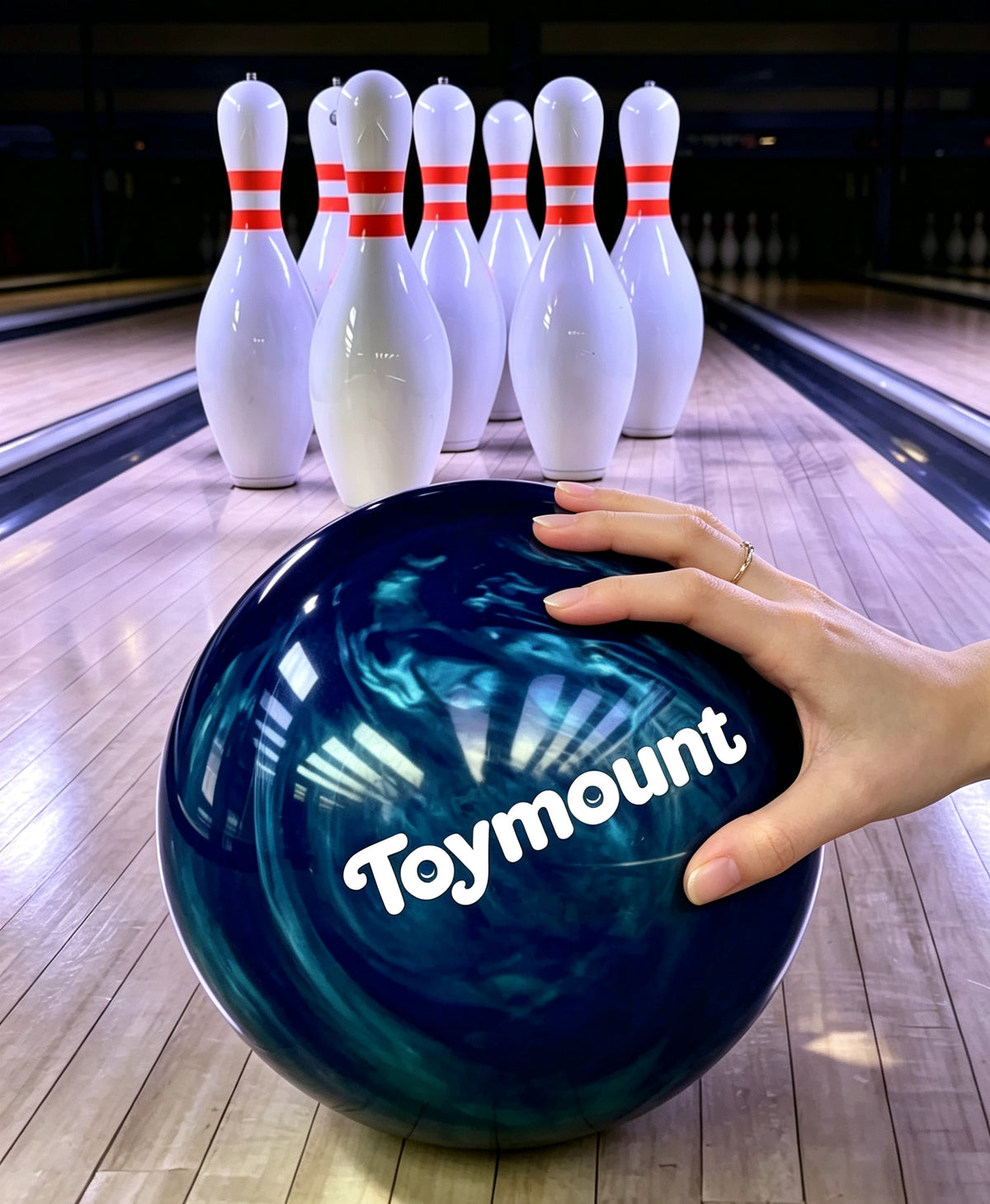 Toymount Bowling Ball, Swirl Deep Blue Recreational Bowling Ball for Beginner Players, Indoor Bowling Lane Sports Game