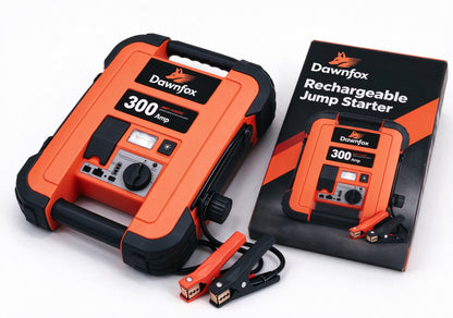 Dawnfox 300 Amp Rechargeable Car Jump Starter, Portable Heavy Duty Battery Booster Pack with LED Light, USB Charging Port for 12V Gas & Diesel Vehicles