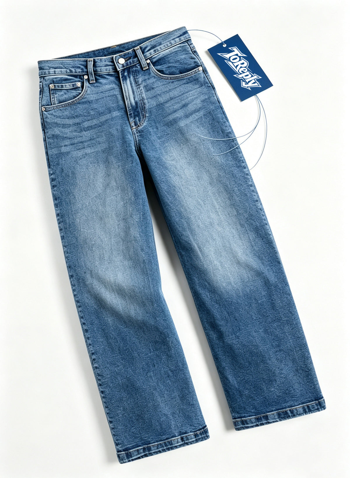 ToReply Vintage Washed Wide Leg Jeans, Unisex Mid-Rise Straight Denim Pants, Retro Loose Fit Denim Trousers