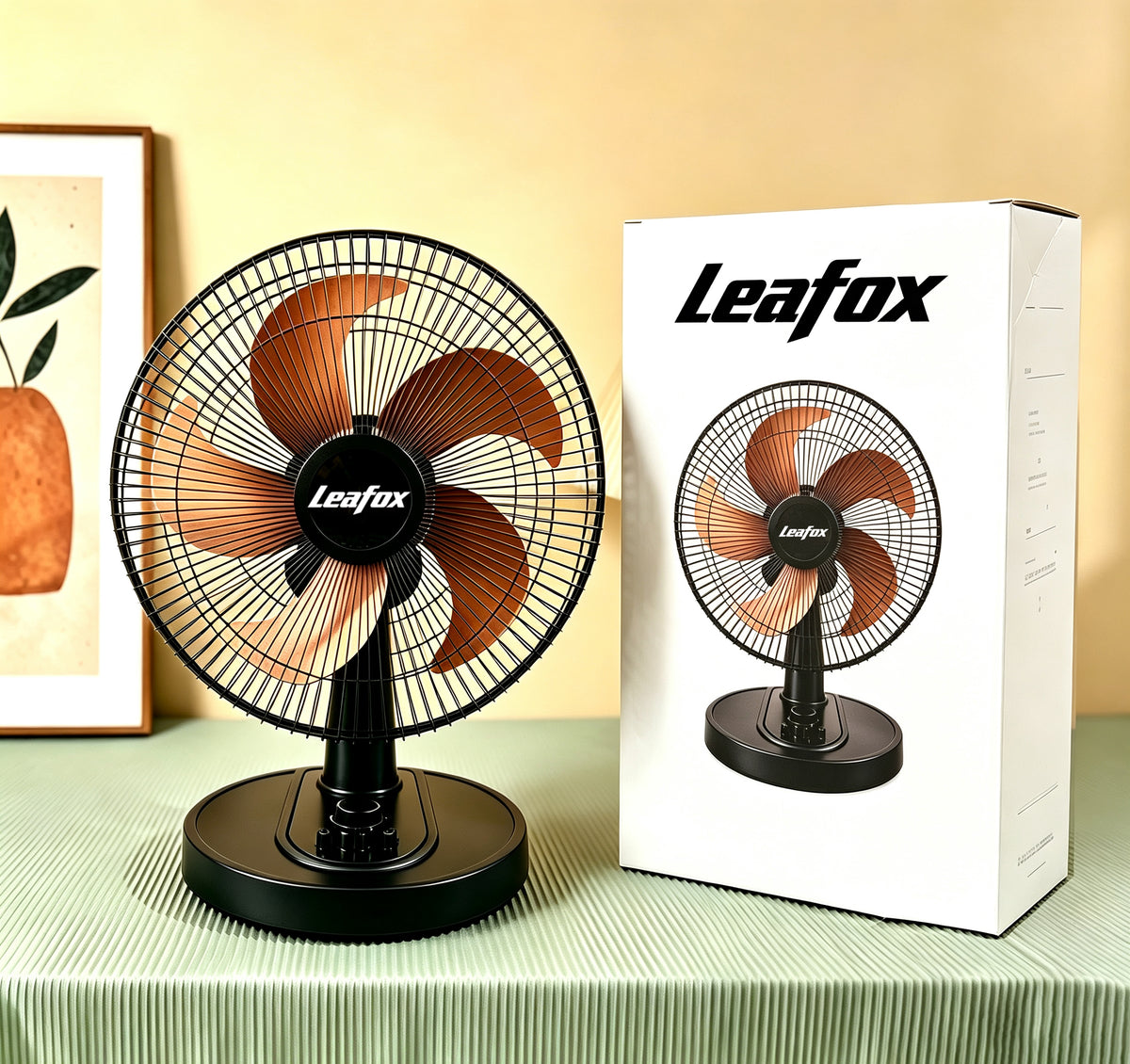 Leafox Electric Fans, Desktop Table Fan with 5 Blades, Adjustable Tilt Angle & Multi Speed Control, Detachable Design, All Parts Can Be Disassembled and Stored in Original Box, Quiet Cooling Fan for Home Bedroom Office Dorm