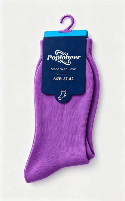 Popioneer Solid Color Crew Socks, Soft Breathable Casual Mid Calf Socks, Stretchy Comfort Fashion Socks for Men Women Daily Wear