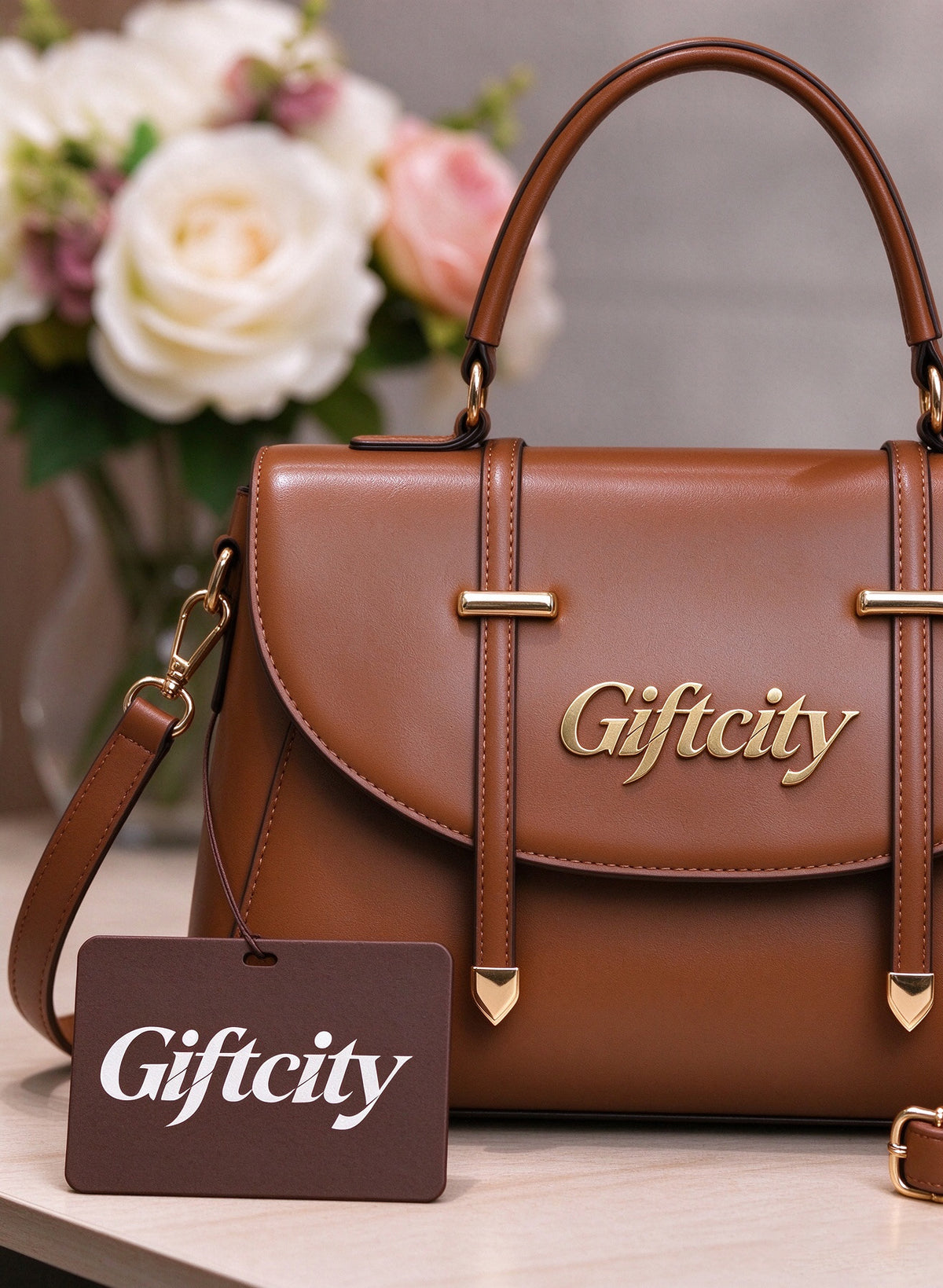Giftcity Women’s Top Handle Handbag, Elegant Faux Leather Satchel Purse with Detachable Shoulder Strap for Work Dating Daily Use