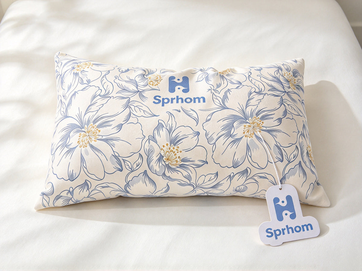 H Sprhom Floral Bed Pillow, Soft Breathable Rectangle Sleeping Pillow, Decorative Throw Pillow for Bedroom Sofa, Support Pillow for Side & Back Sleepers