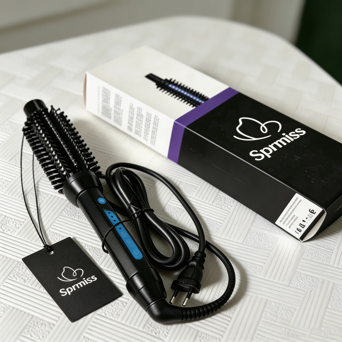 Sprmiss Electric hair rollers, Ceramic Heated Round Hair Curler Brush for Natural‑Looking Curls & Volume