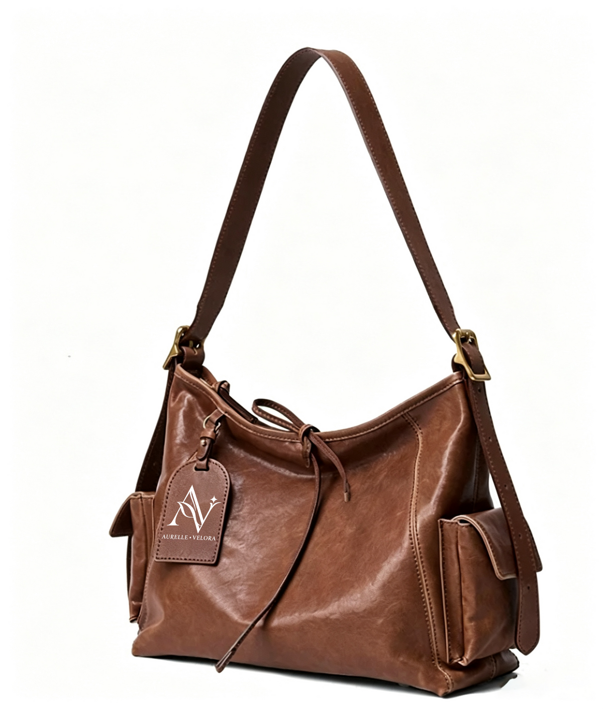 AURELLE VELORA Vintage Faux Leather Shoulder Bag for Women, Large Capacity Hobo Crossbody Bag, Casual Everyday Tote Handbag with Side Pockets