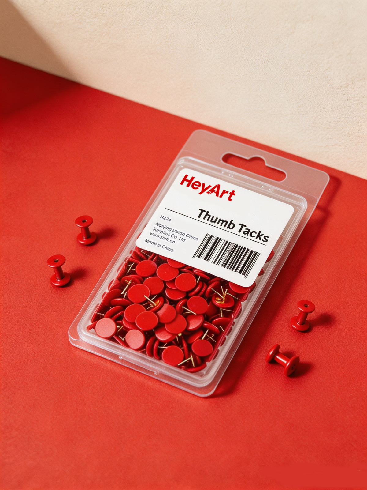 HeyArt Red Thumb Tacks, Metal Push Pins, Decorative Drawing Pins for Cork Board, Bulletin Board, Wall, Map, Office School & Home Use