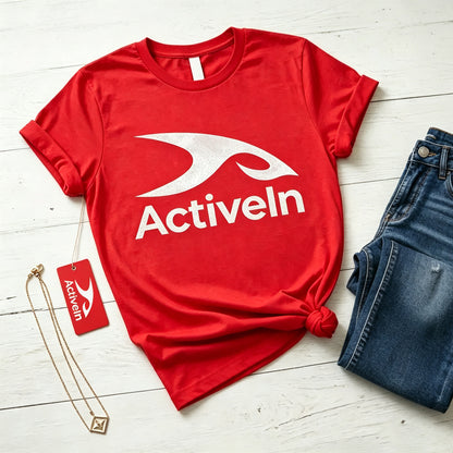ActiveIn Women's Classic Crew‑Neck Short‑Sleeve T‑Shirt, Casual Relaxed‑Fit Everyday Tee, Soft Lightweight Solid Red Summer Top for Workout Travel Daily Wear