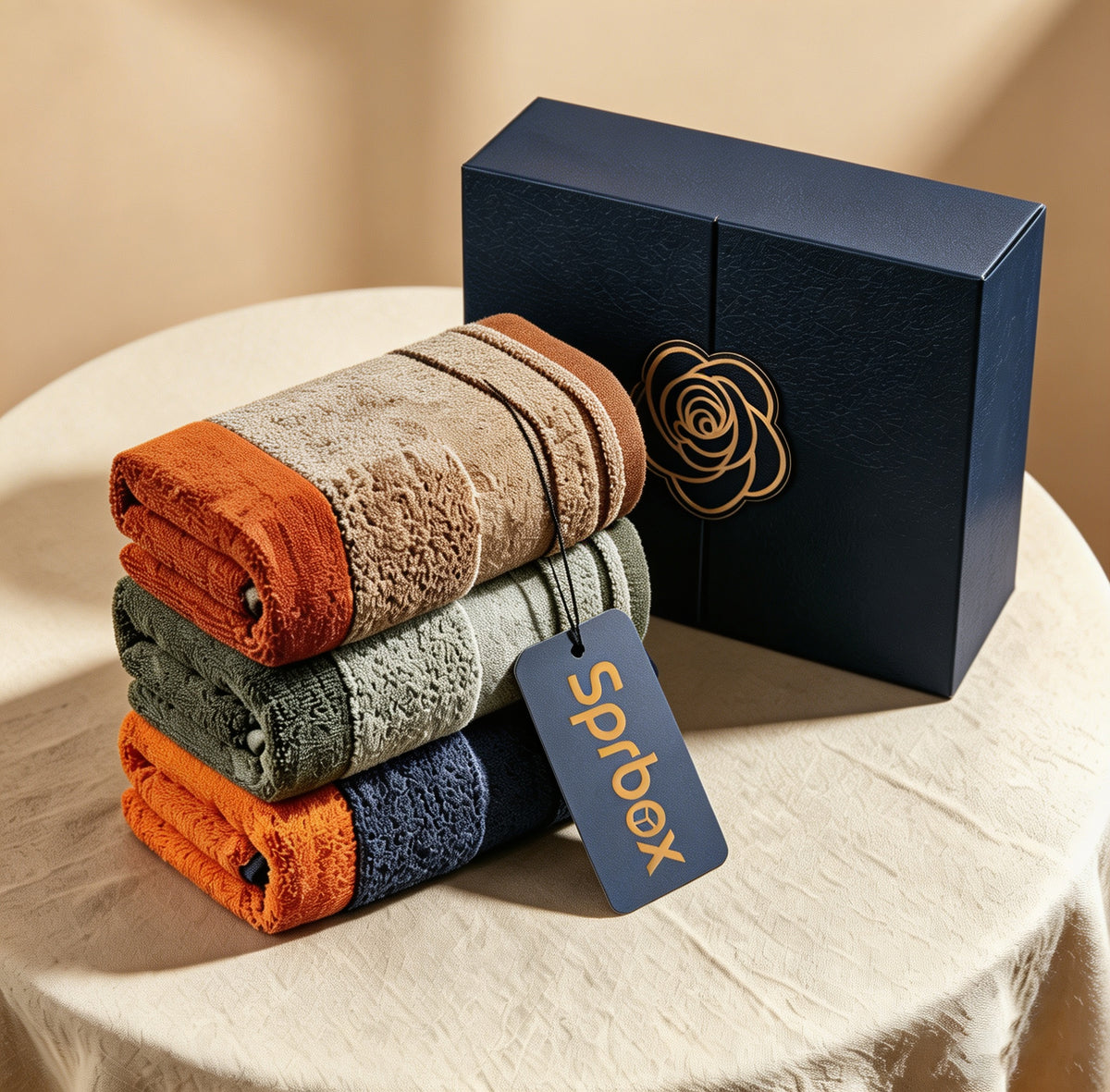 Sprbox Luxury Cotton Bath Towels Set, 3‑Pack Ultra Soft Highly Absorbent Decorative Hand Towels, Premium Towels for Bathroom, Hotel, Spa, Home Gift Box Set