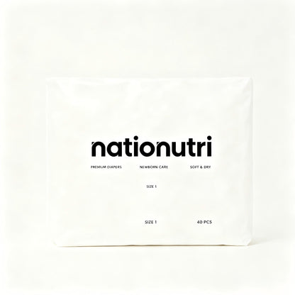 Nationutri Premium Disposable Baby Diapers Size 1, Newborn Infant Diapers, Ultra Soft Breathable, High Absorbency, Leak-Proof, Hypoallergenic Disposable Nappies, 40 Counts