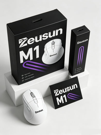 Zeusun M1 Wireless Mouse, Bluetooth & 2.4G Dual Mode Ergonomic Silent Click Rechargeable Computer Mouse, Portable Wireless Mice for Laptop, PC, Mac, Office