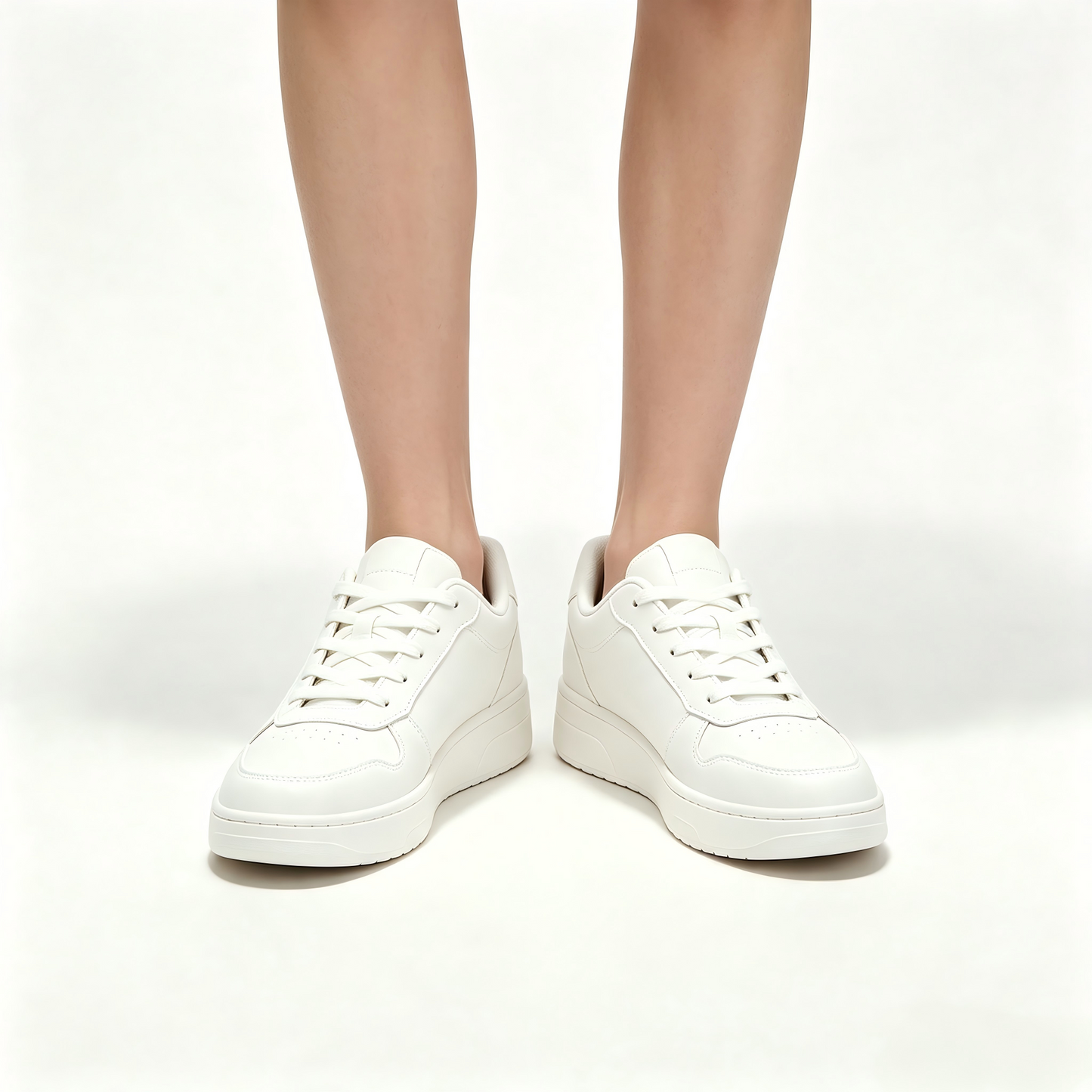 OneCube White Platform Sneakers for Women, Classic Low Top Lace Up Casual Skate Shoes, Lightweight Fashion Walking Shoes Daily Street Footwear