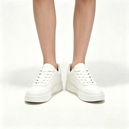 OneCube White Platform Sneakers for Women, Classic Low Top Lace Up Casual Skate Shoes, Lightweight Fashion Walking Shoes Daily Street Footwear