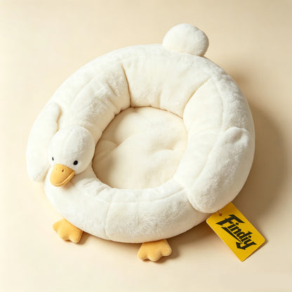 Findiy Cute Duck‑Shaped Dog Bed, Soft Plush Round Pet Bed, Warm Cozy Sleeping Sofa for Small Medium Dogs & Cats, Washable