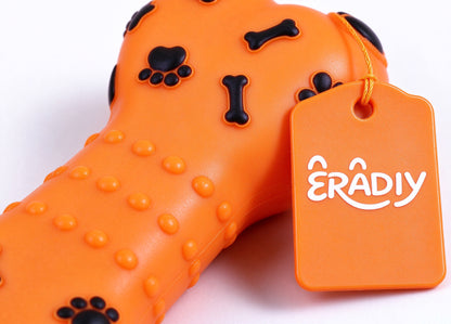 ERADIY Dog Chew Toys, Durable Rubber Bone Shaped Dog Toy for Teeth Cleaning, Squeaky Interactive Pet Toy for Medium Large Dogs