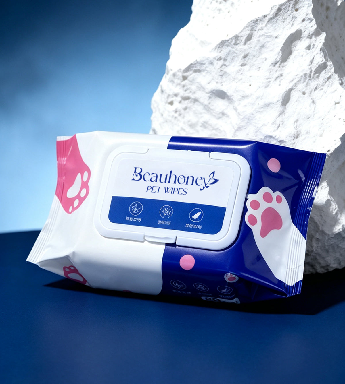 Beauhoney Pet Wipes, Wipes Impregnated with Cleansing Preparations for Pets, Gentle Cleaning Wet Wipes for Dogs & Cats, for Paws, Body, Ear & Butt Care