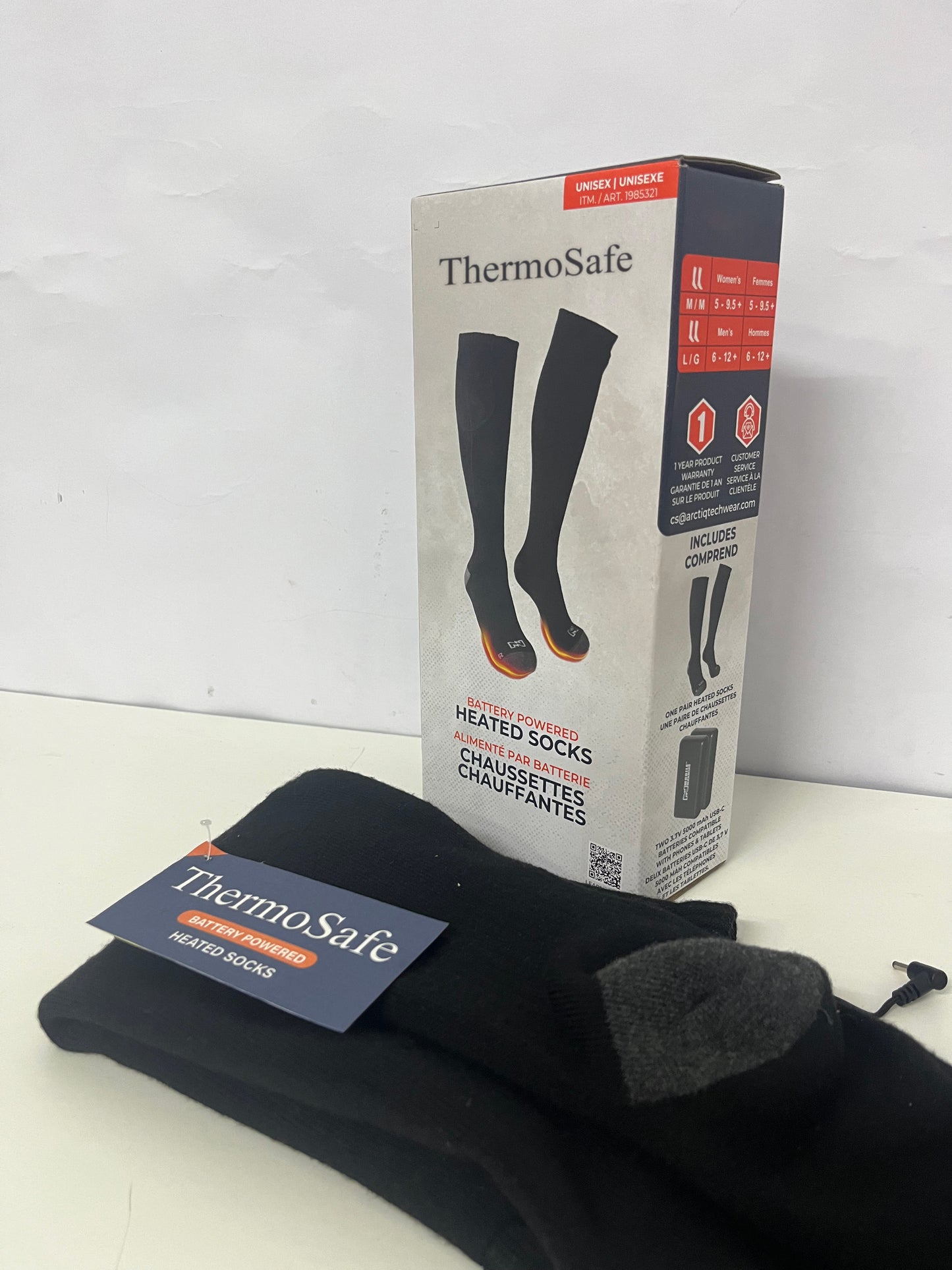ThermoSafe Rechargeable Electric Heated Socks for Men & Women, 3 Heat Settings Battery Powered Warm Socks, Winter Thermal Foot Warmers for Skiing, Camping, Hunting, Outdoor Work