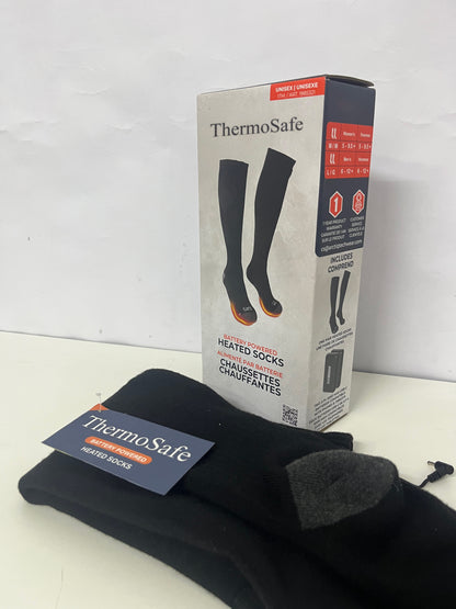 ThermoSafe Rechargeable Electric Heated Socks for Men & Women, 3 Heat Settings Battery Powered Warm Socks, Winter Thermal Foot Warmers for Skiing, Camping, Hunting, Outdoor Work