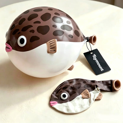 Toymount Puffer Fish Balloon, Cute Animal Foil Balloon, Reusable Inflatable Pufferfish Balloon for Birthday Party, Ocean Theme Decor, Kids Play Toy