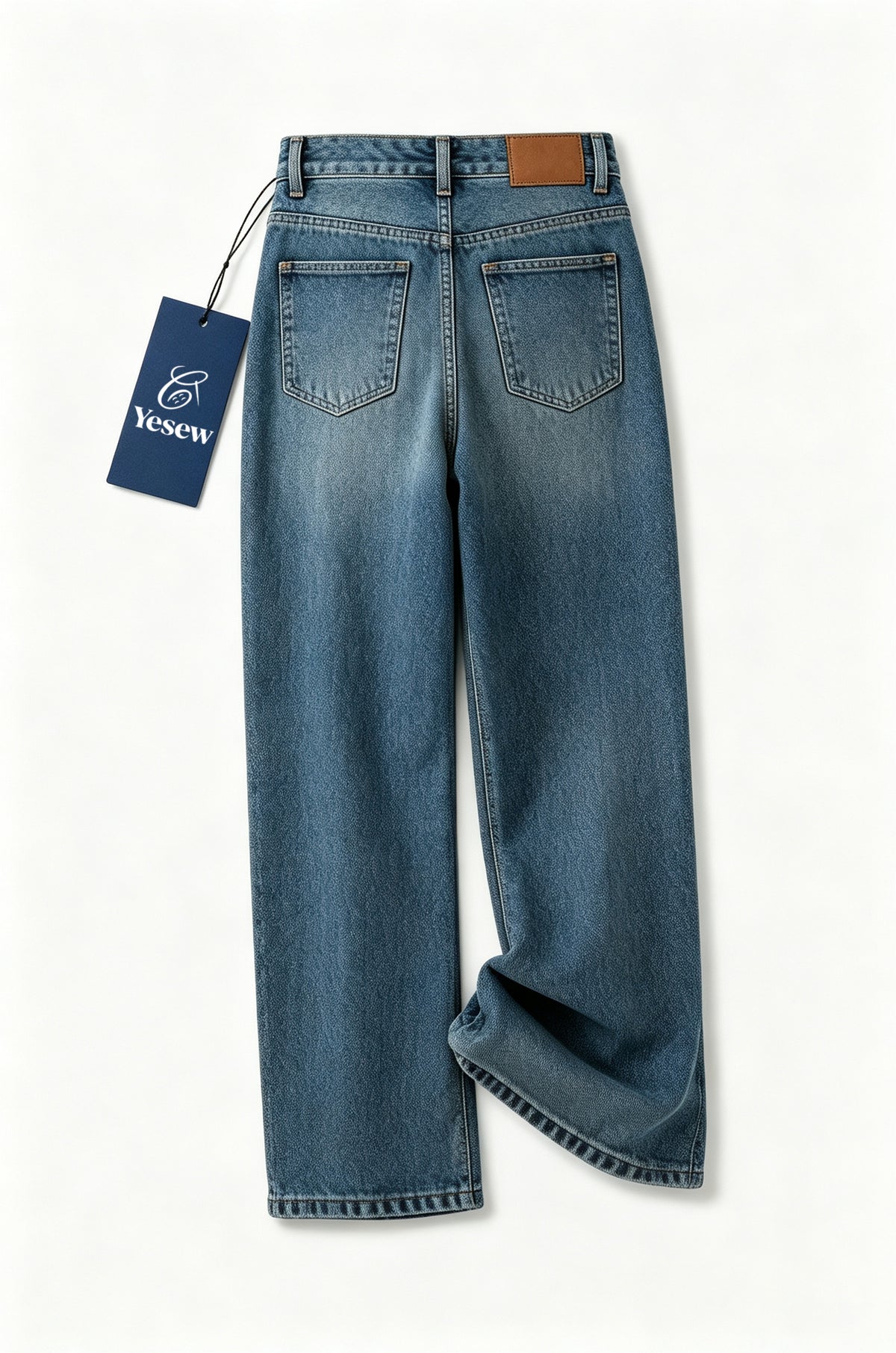 Yesew Women's High Waisted Straight Leg Jeans, Vintage Washed Loose Wide Leg Denim Pants, Classic 5 Pocket Slim Fit Casual Denim Trousers