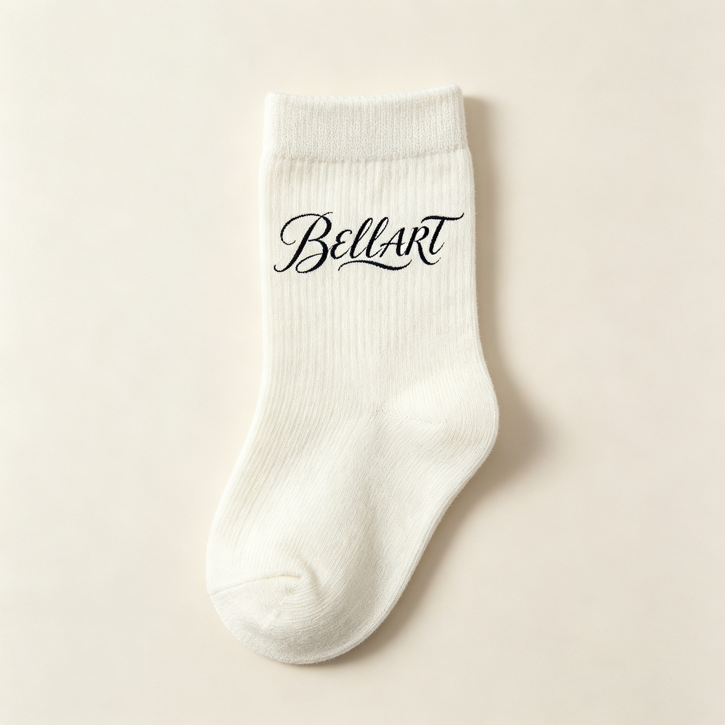 BELLART Vintage Letter Ribbed Crew Socks for Women, Soft Breathable White Mid Calf Socks, Casual Fashion Daily Athletic Socks