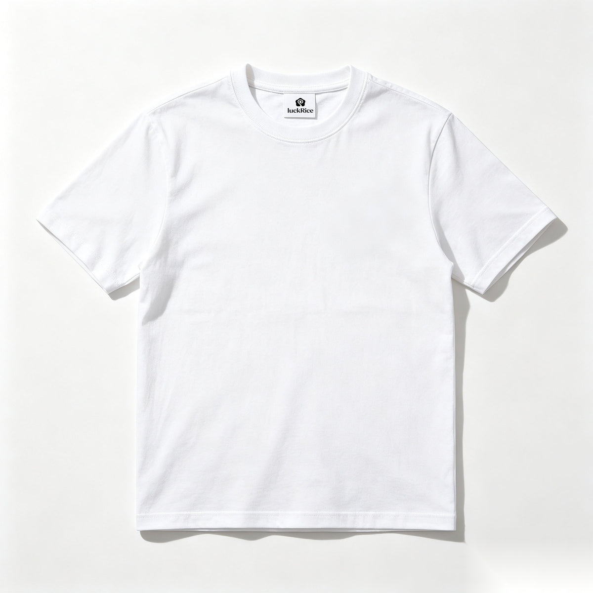 luckRice Crew Neck Short-Sleeve T-Shirt, 100% Cotton Classic White Basic Tee for Men Daily Wear
