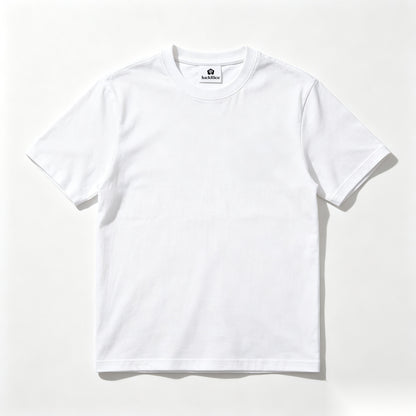 luckRice Crew Neck Short-Sleeve T-Shirt, 100% Cotton Classic White Basic Tee for Men Daily Wear