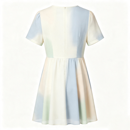 StarTerra Women Casual Short Sleeve Flowy A‑Line Dress, Lightweight Swing Mini Dress for Daily Wear