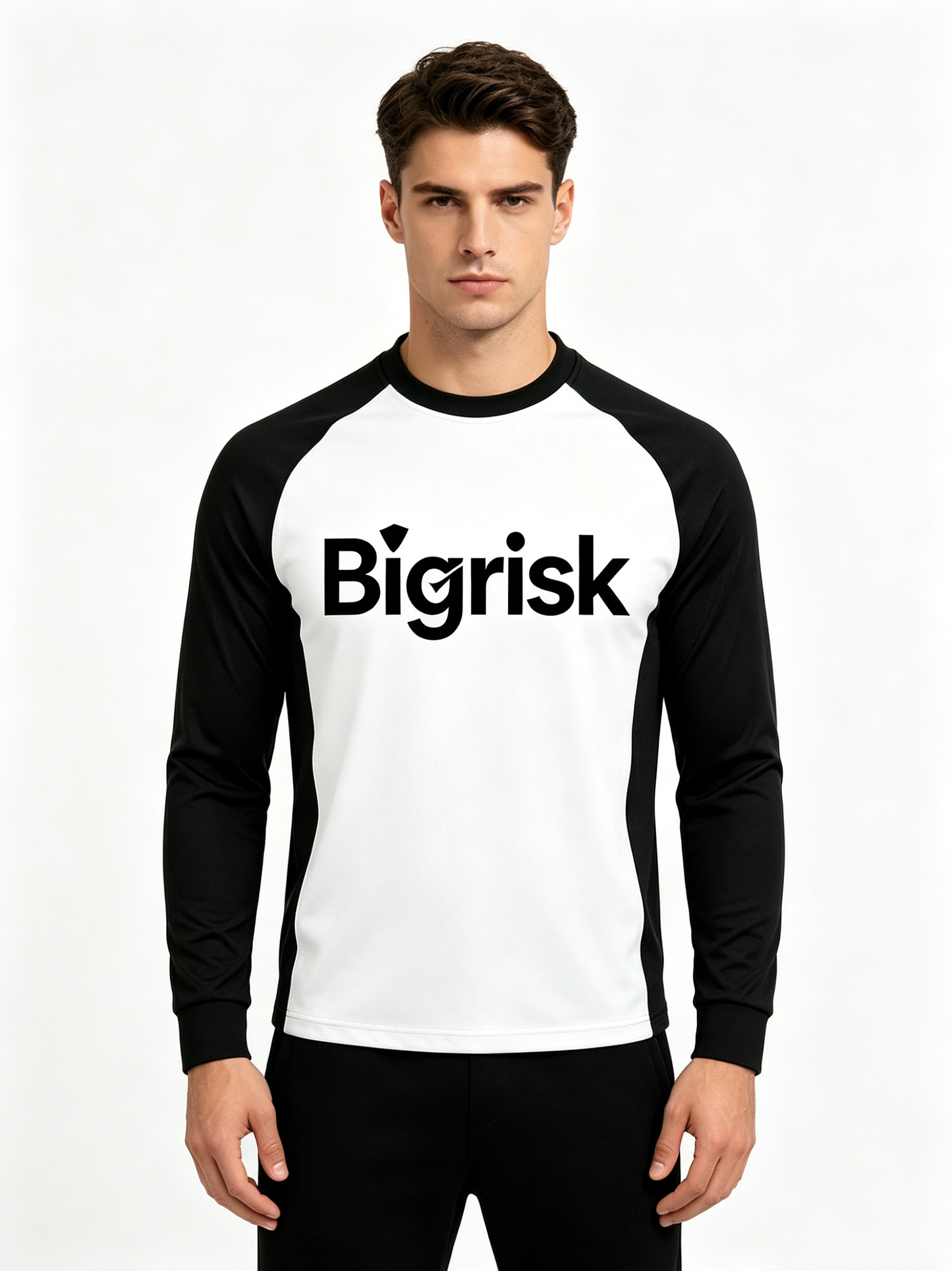 Bigrisk Men's Raglan Long Sleeve T-Shirt, Color Block Crew Neck Casual Tee, Breathable Athletic Workout Tops for Daily Wear