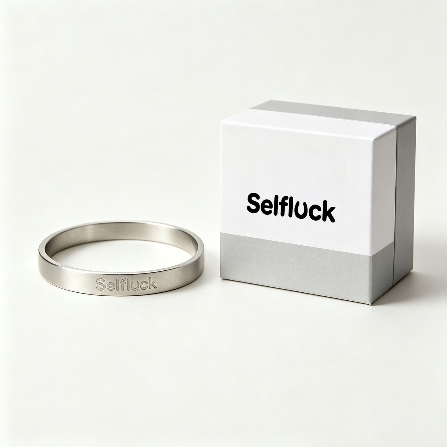 Selfluck Minimalist Silver Brushed Stainless Steel Bangle Bracelet, Waterproof Tarnish Resistant Solid Metal Wrist Cuff, Hypoallergenic Stackable Daily Jewelry Gift for Women & Men