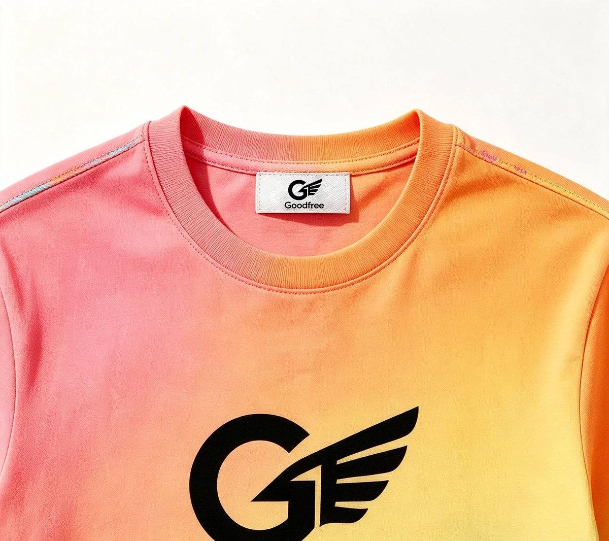 Goodfree Gradient Rainbow Crew‑Neck Short Sleeve T‑Shirt, Vibrant Ombre Casual Cotton Tee Unisex Summer Tops for Men Women