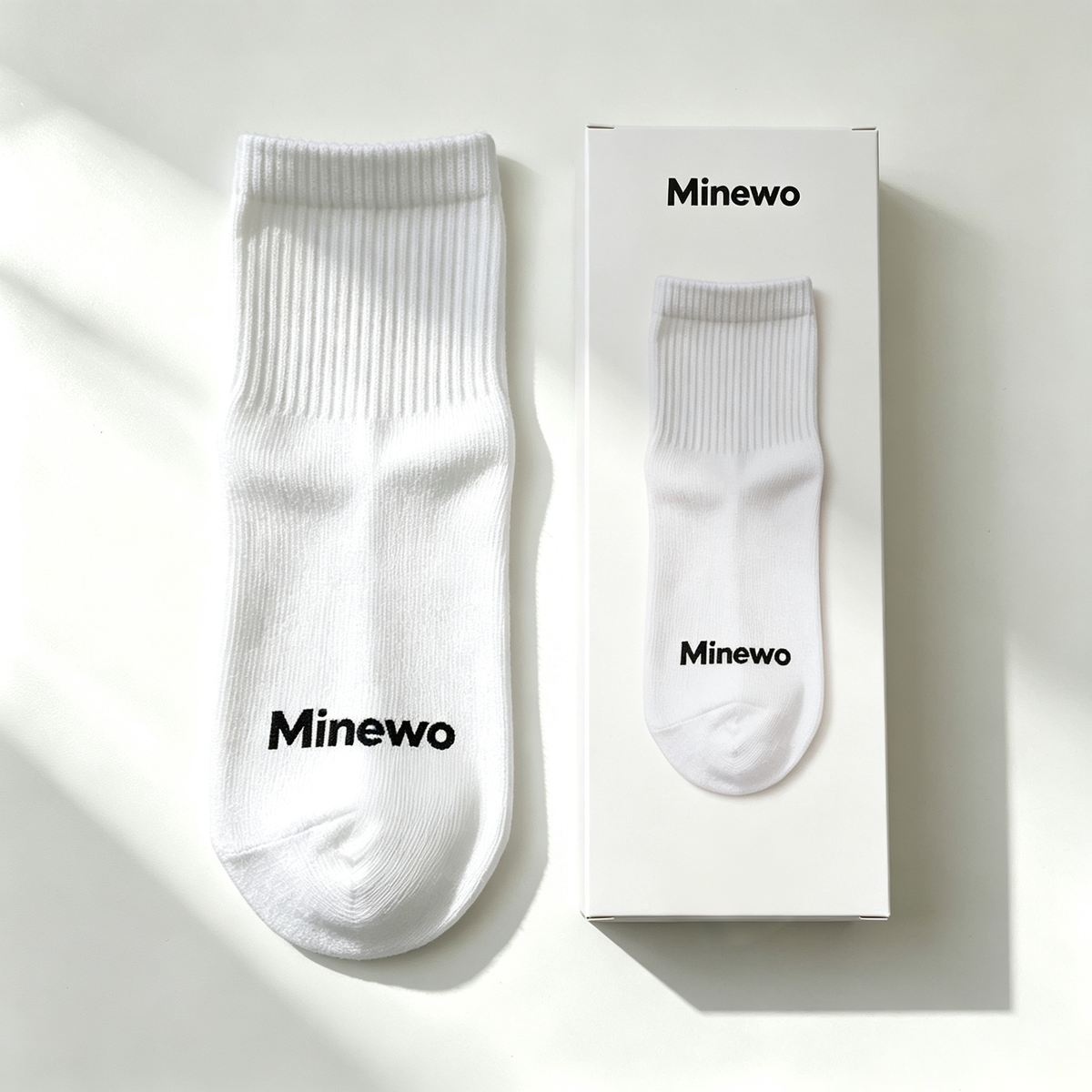 Minewo Crew Length Socks, Soft Breathable Cotton Mid-Calf Socks, Unisex Casual Daily Athletic Socks with Gift Box