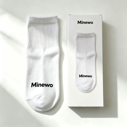 Minewo Crew Length Socks, Soft Breathable Cotton Mid-Calf Socks, Unisex Casual Daily Athletic Socks with Gift Box