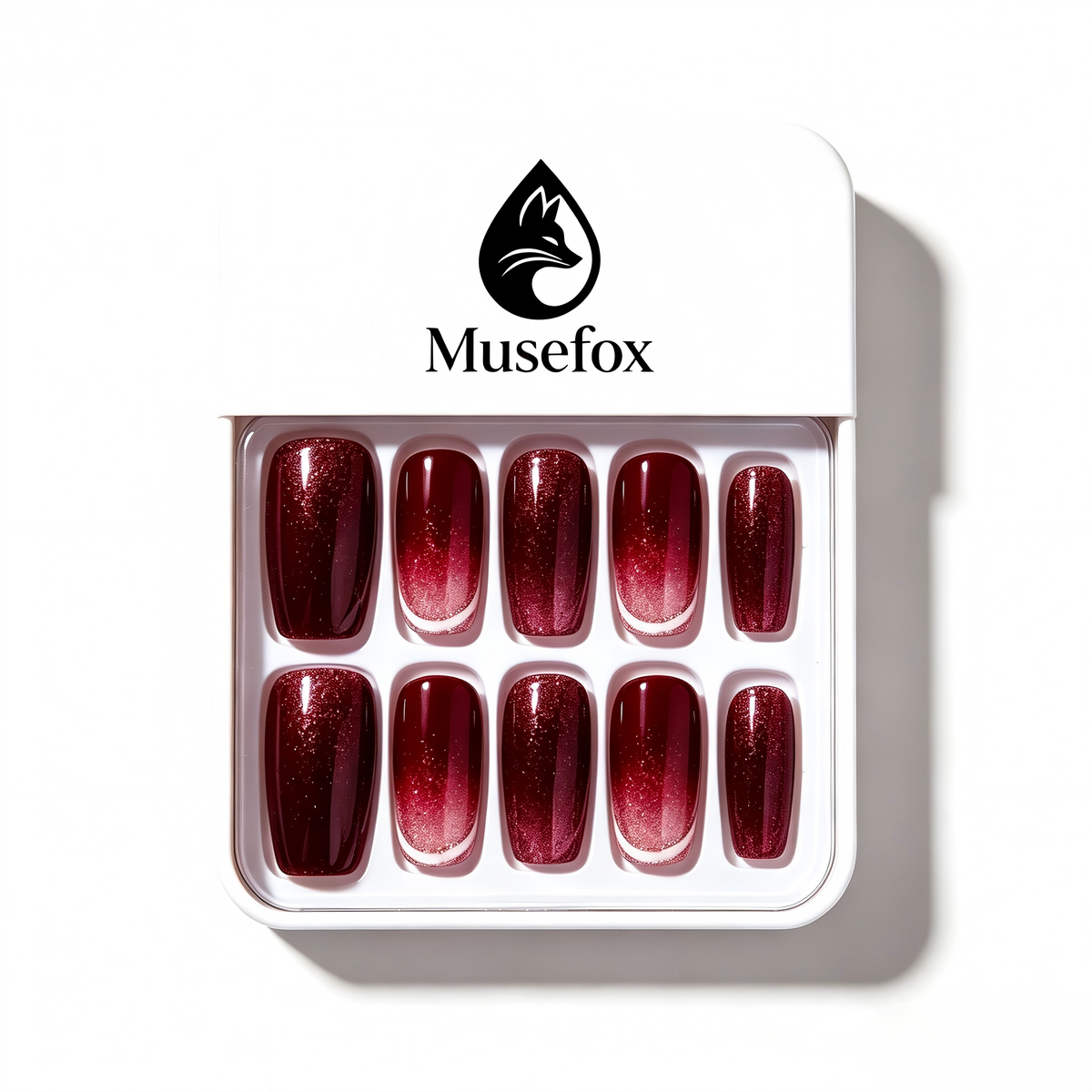 Musefox False Nails, Press On Nails for Women, Reusable Fake Nails with Nail Glue & Nail File, Full Cover Artificial Nail Tips for Daily & Party Wear