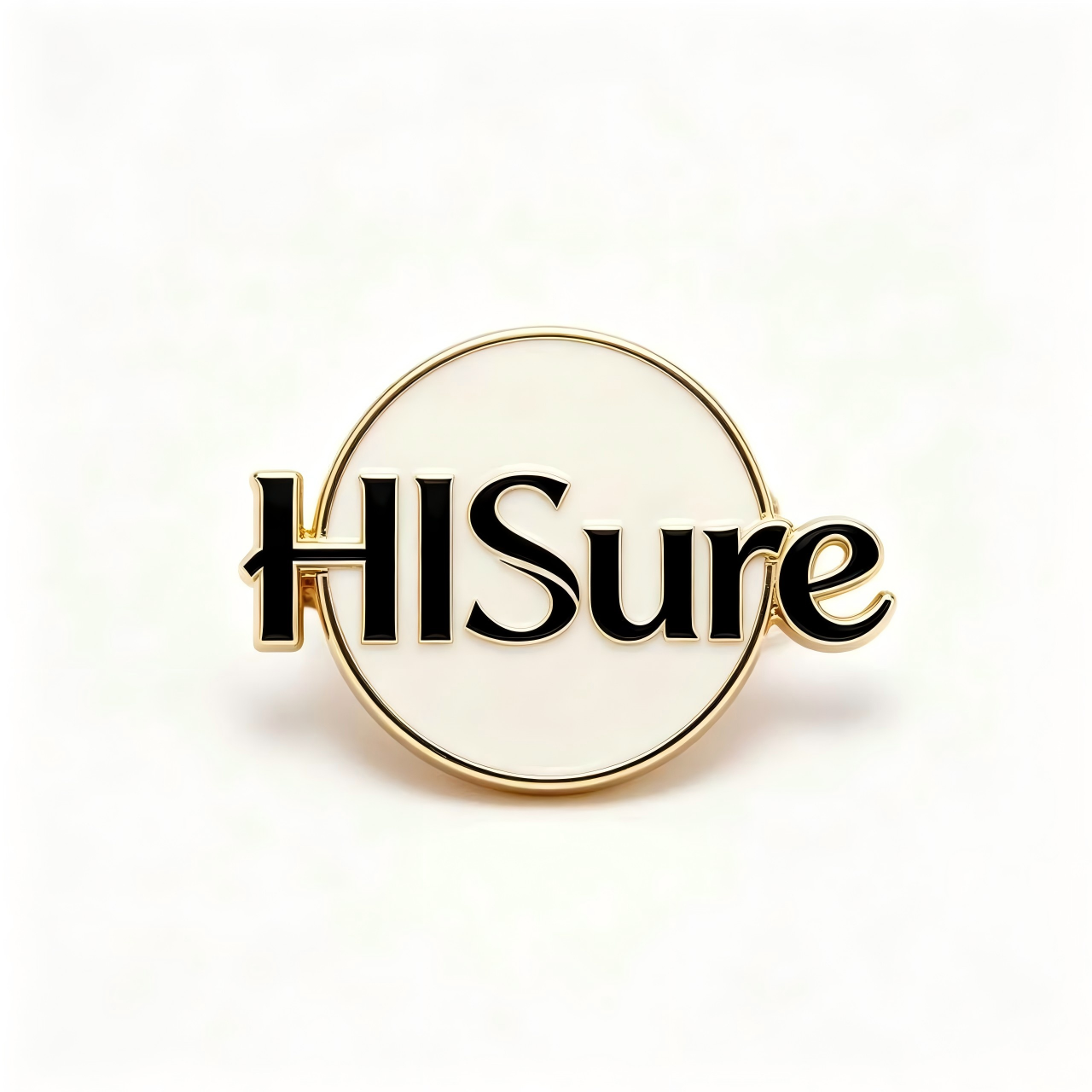 HISure Brand Logo Brooch, Luxury Enamel Gold-Plated Pin, Elegant Accessory for Suits, Coats, and Gifts