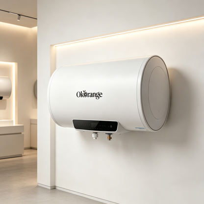 OkOrange Horizontal Storage Electric Water Heater, Digital Smart Control Tank Hot Water Heater, Anti-Leak Multi Safety Protection Water Boiler for Home Bathroom Apartment