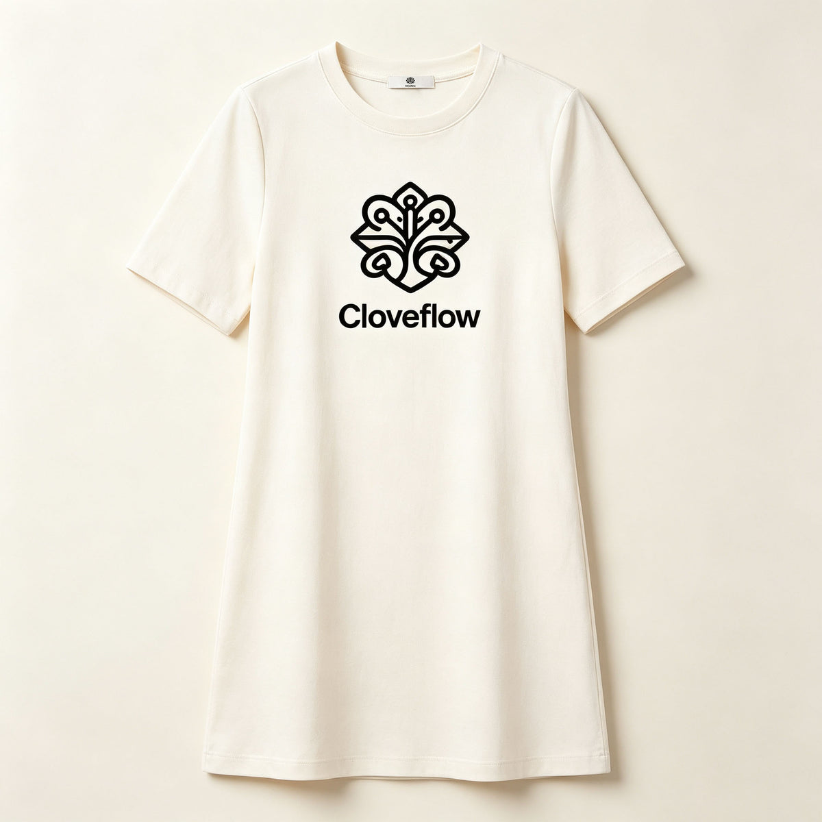 Cloveflow Casual Cotton Blend Tunic Dress, Short Sleeve Crewneck Loose Dress, Fashion Minimalist Summer Mini Dresses for Women