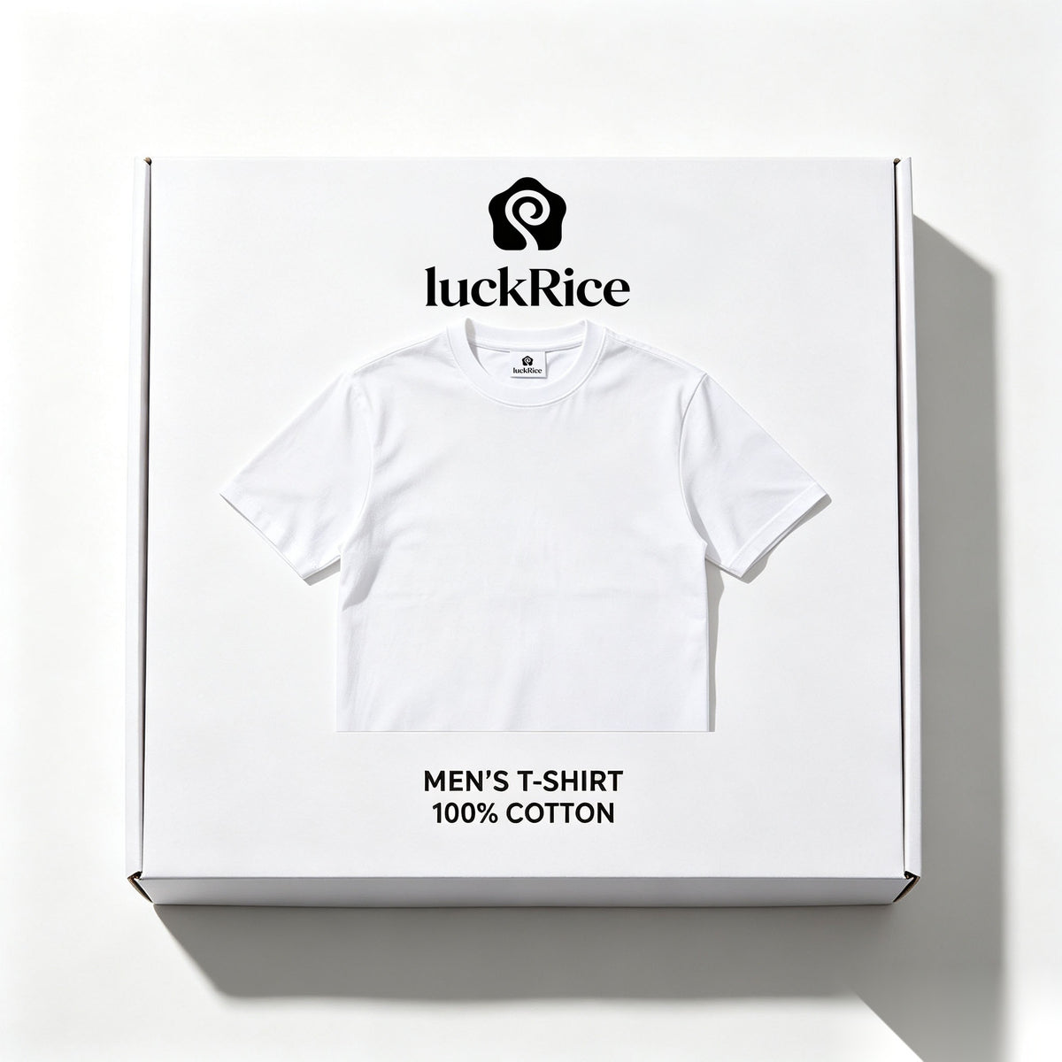 luckRice Crew Neck Short-Sleeve T-Shirt, 100% Cotton Classic White Basic Tee for Men Daily Wear